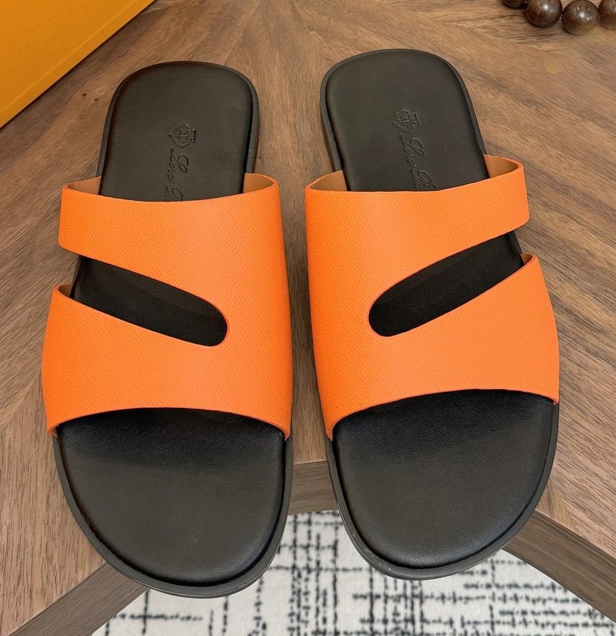 Loro Piana Cutout Leather Slide Sandals — hero