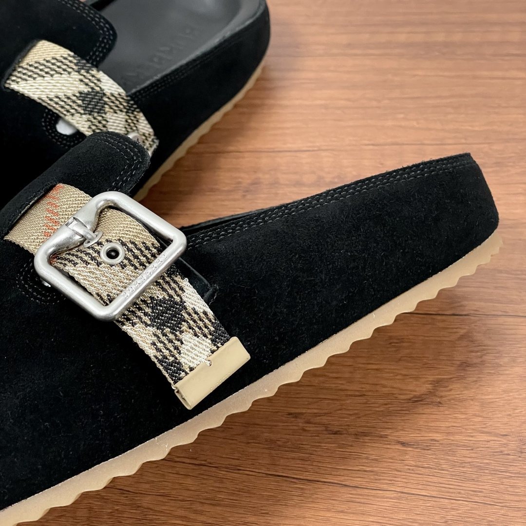 Burberry Check Buckle Slide Sandals — front