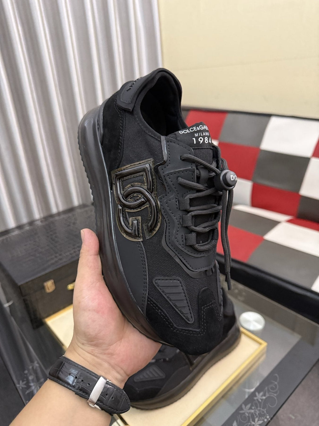 Dolce & Gabbana Black Paneled Sneakers — model