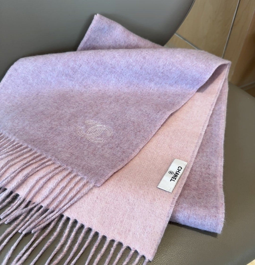 Chanel Fringed Logo Scarf — detail