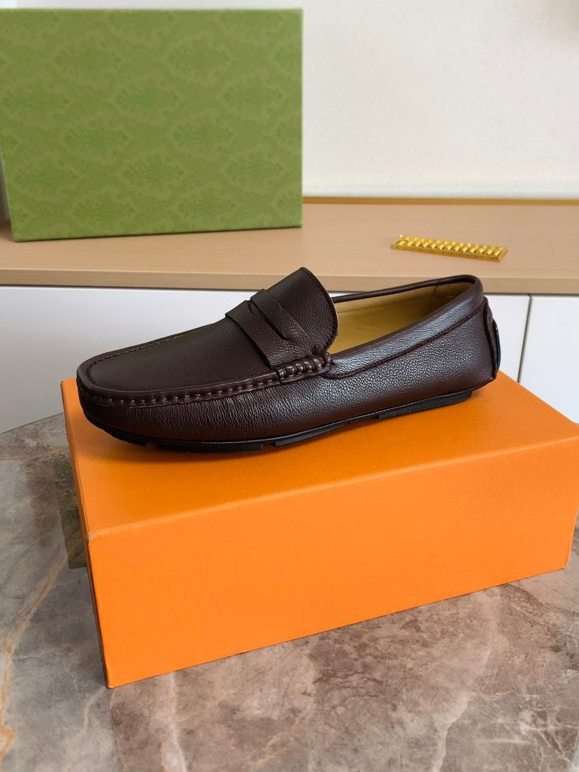 Brown Moc-Toe Slip-On Loafers — side