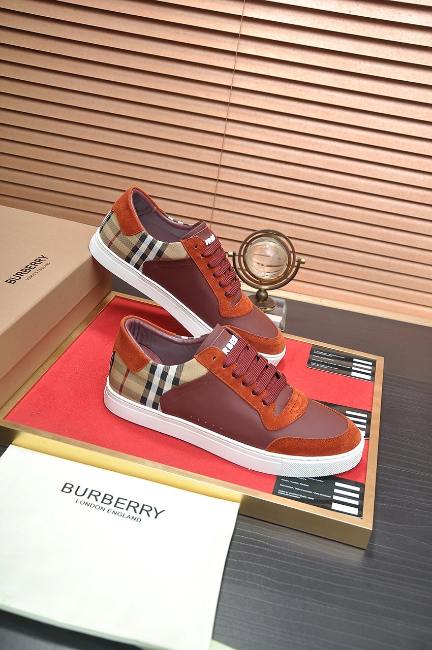 Burberry Check Heel Low-Top Sneakers — side