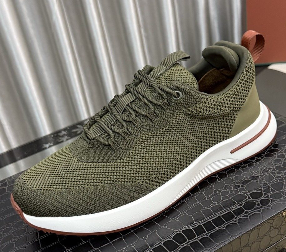 Olive Green Mesh-Like Low-Top Sneakers — hero