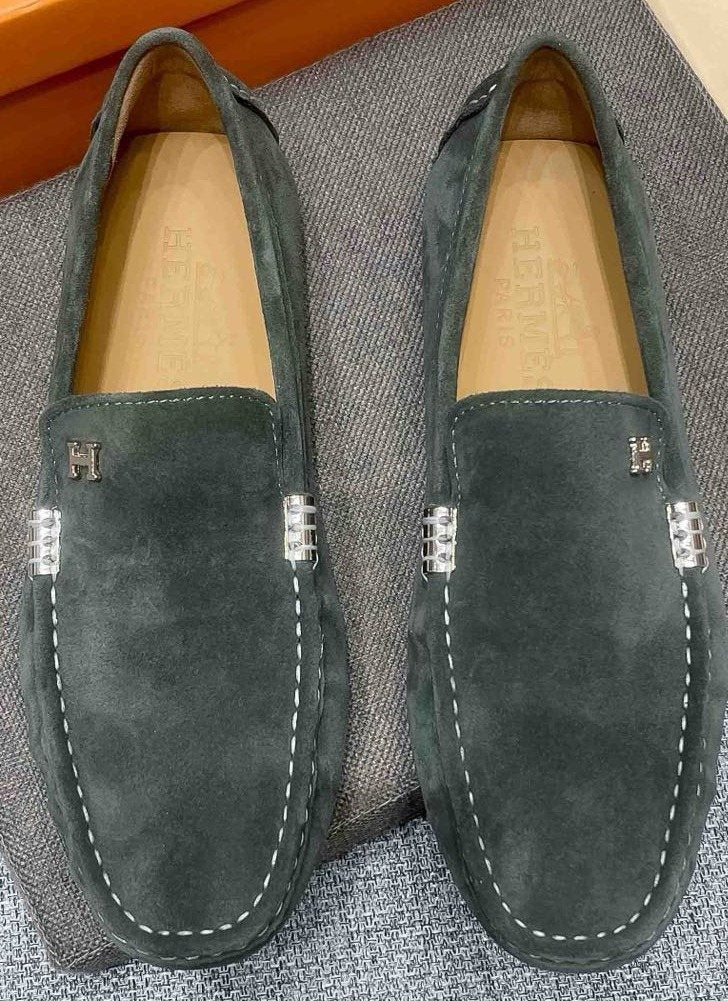 Hermès Dark Green Driving Loafers — hero