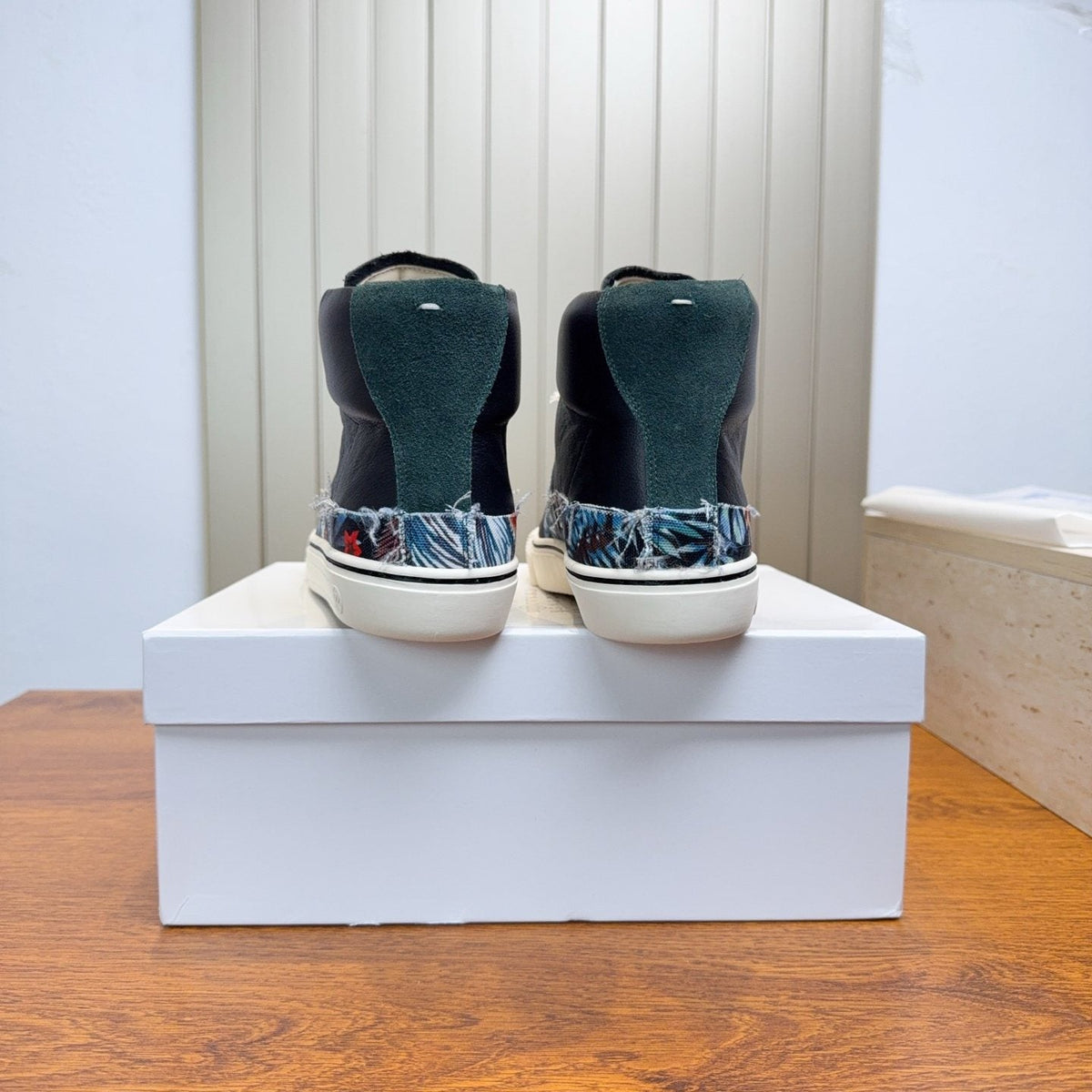 Maison Margiela Floral Print High-Top Sneakers — back