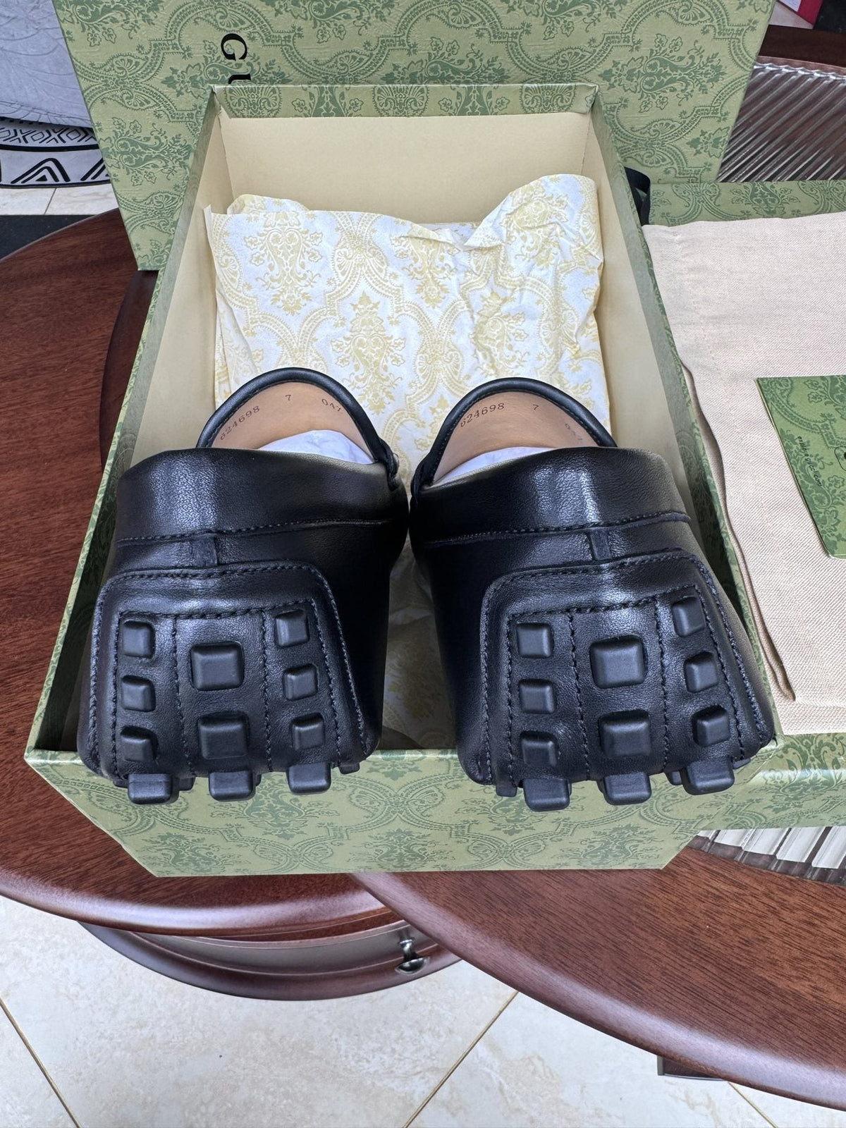 Gucci Black Metal-Bit Driving Loafers — side
