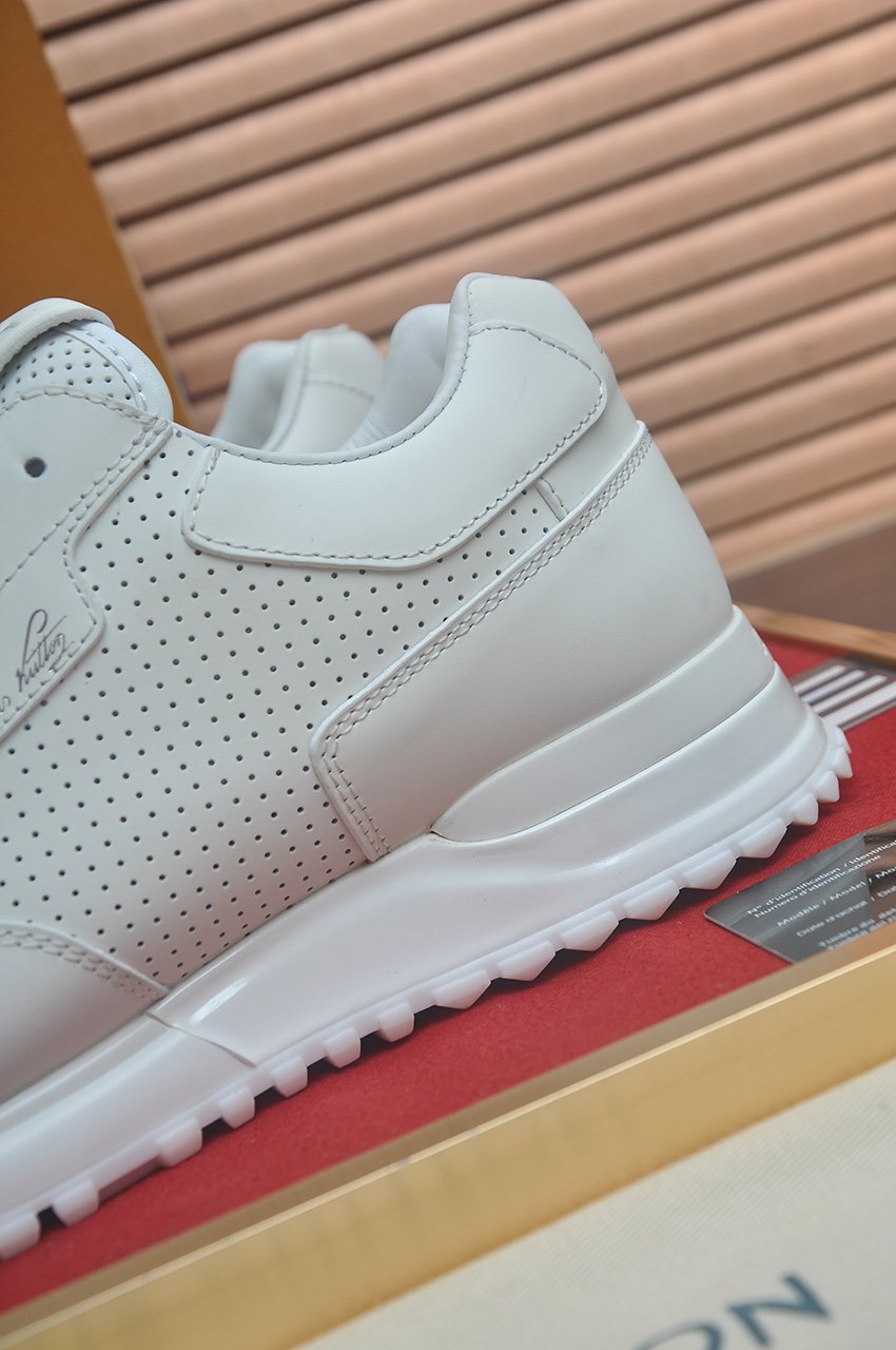Louis Vuitton White Perforated Low-Top Sneakers — detail