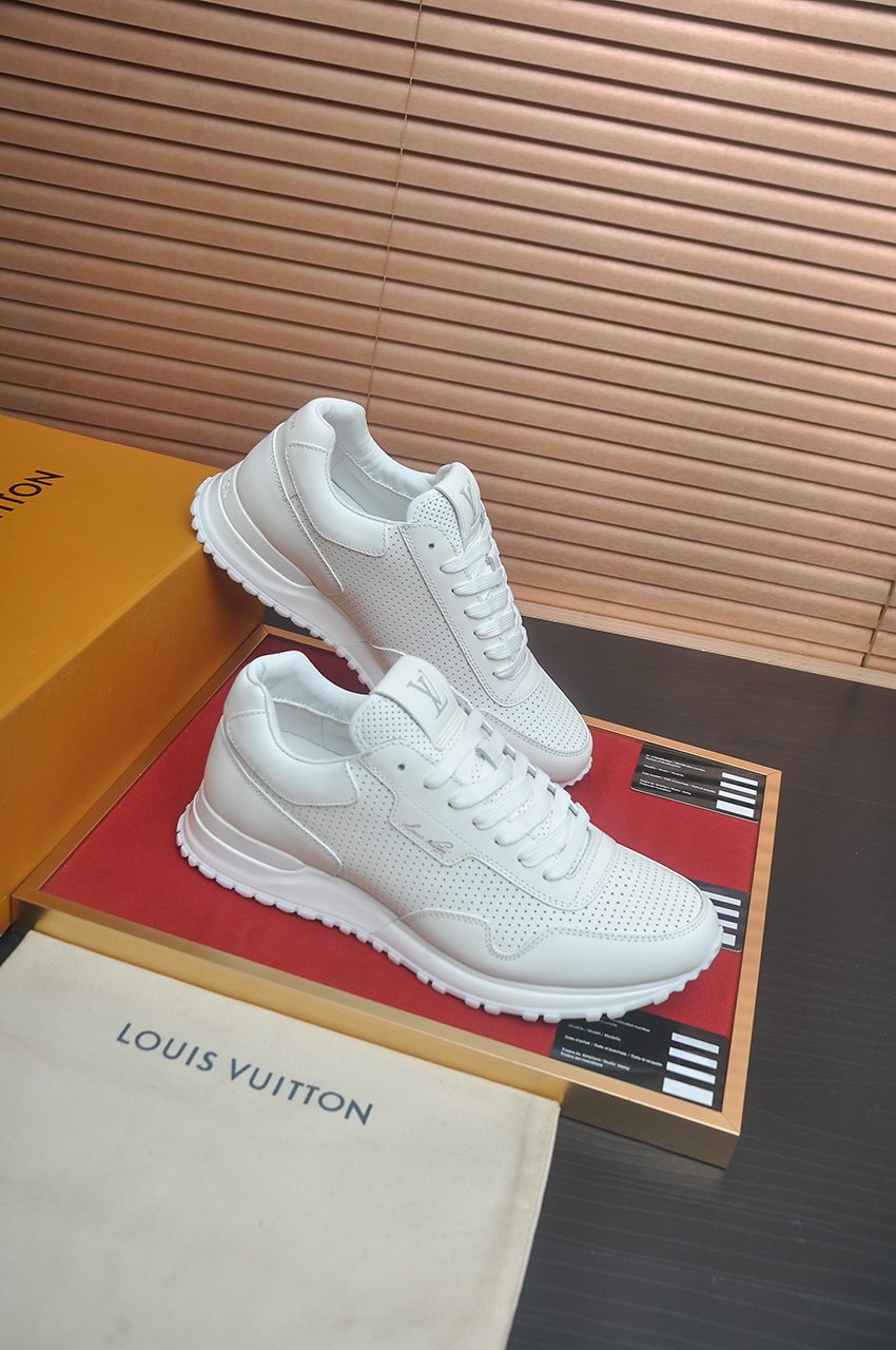 Louis Vuitton White Perforated Low-Top Sneakers — side
