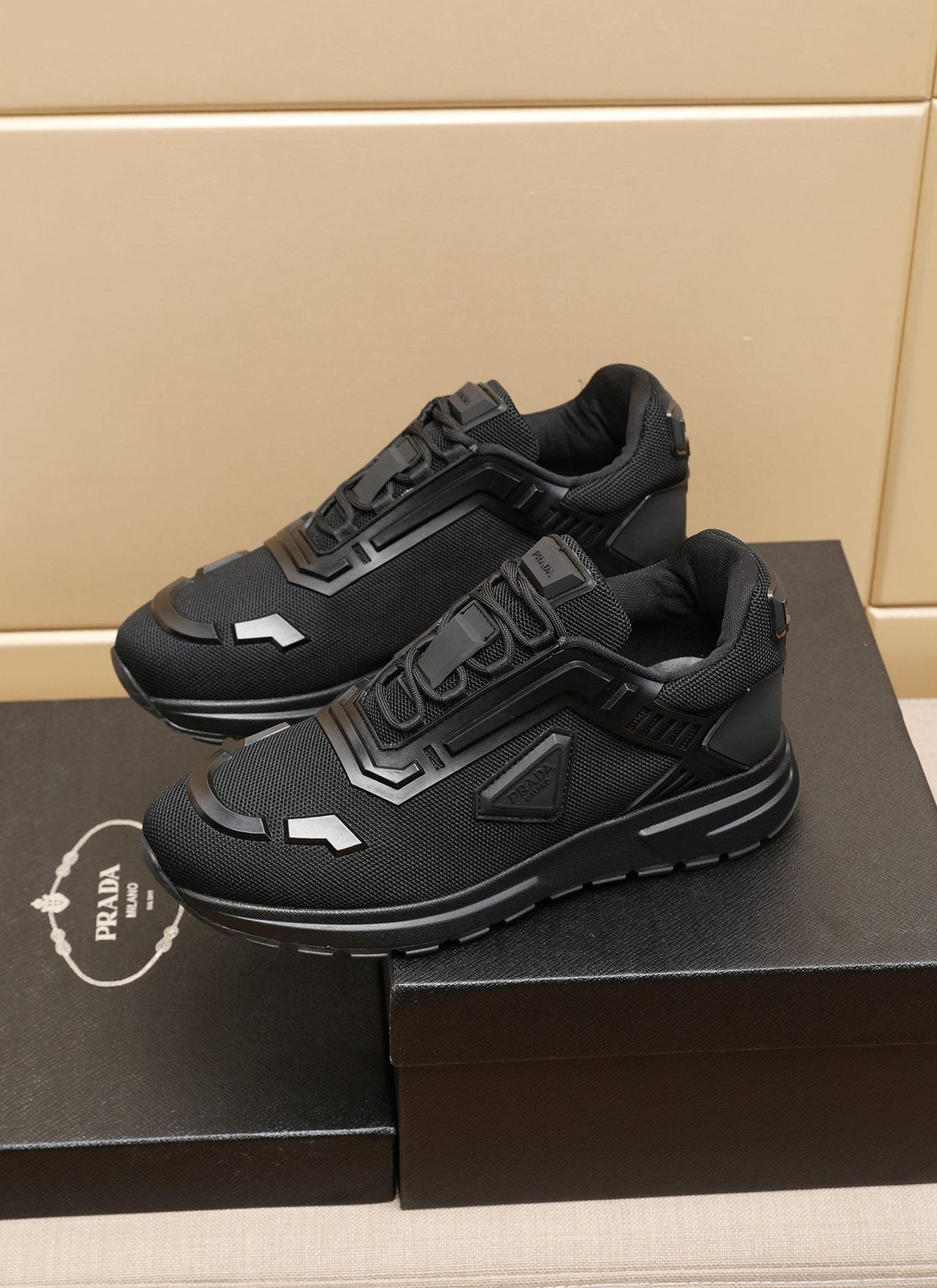 Prada Layered Platform Sneakers — front