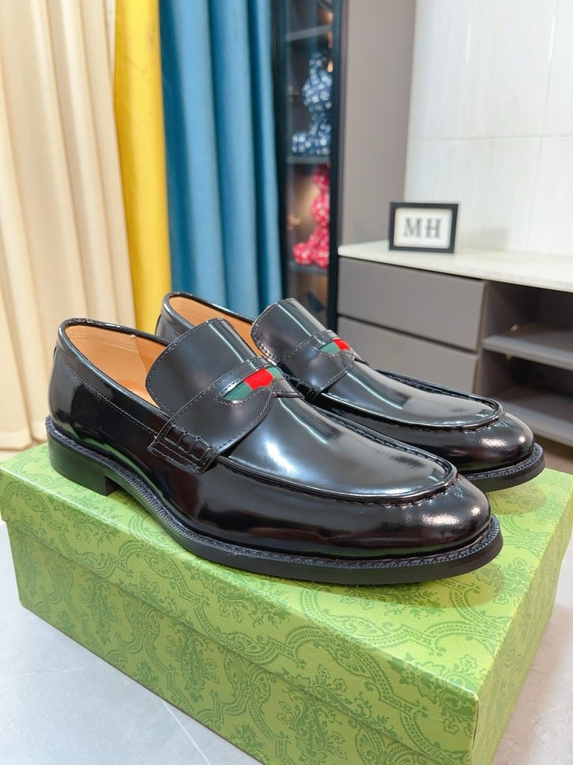 Gucci Web Stripe Loafers — front