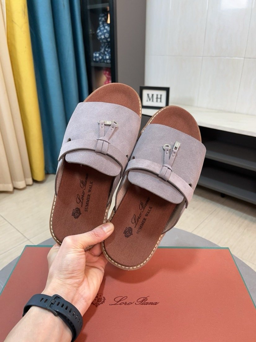 Loro Piana Buckle Slide Sandals — front