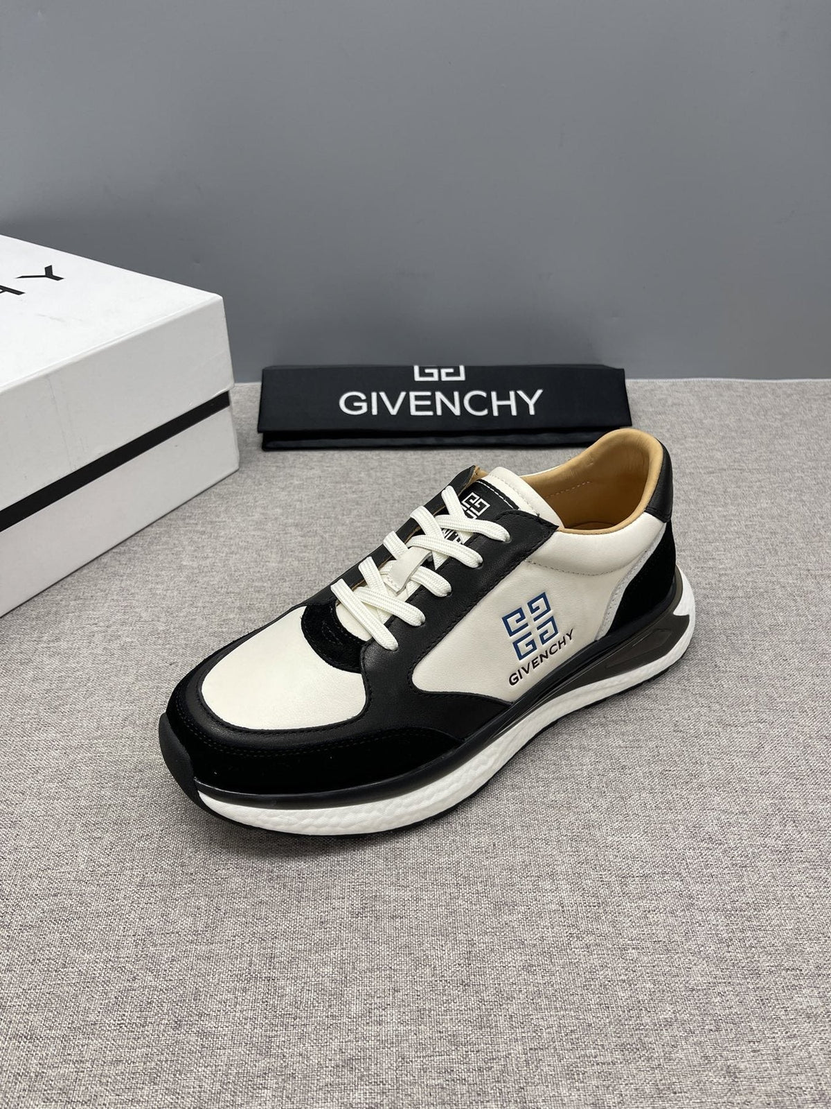 Givenchy Black and White Low-Top Sneakers — side