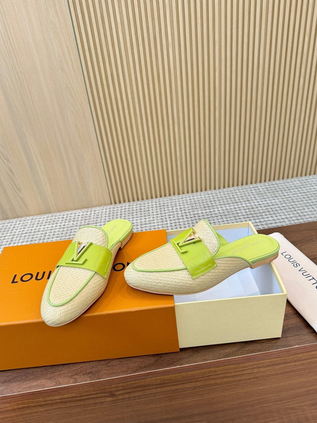 Louis Vuitton Woven Mule Sandals — front