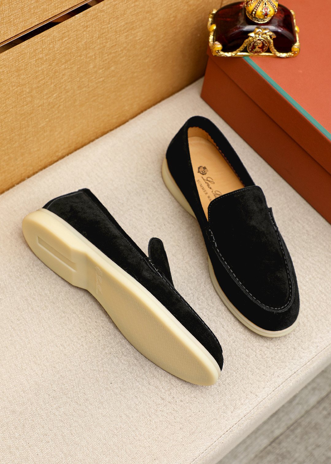 Loro Piana Suede Slip-On Loafers — front