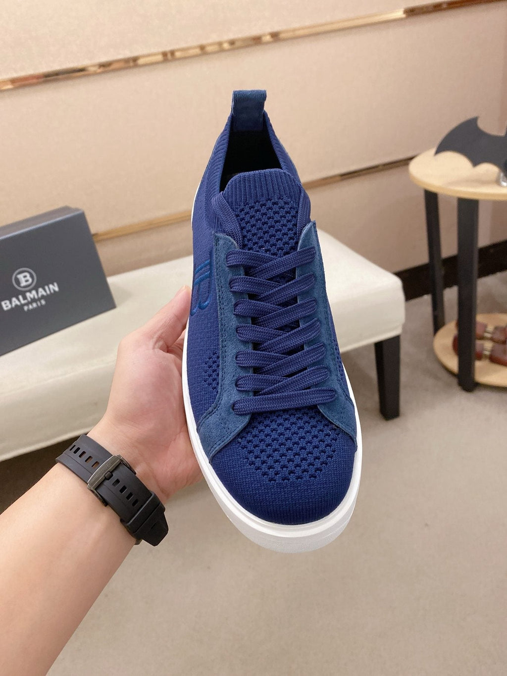 Balmain Knit Low-Top Sneakers — front