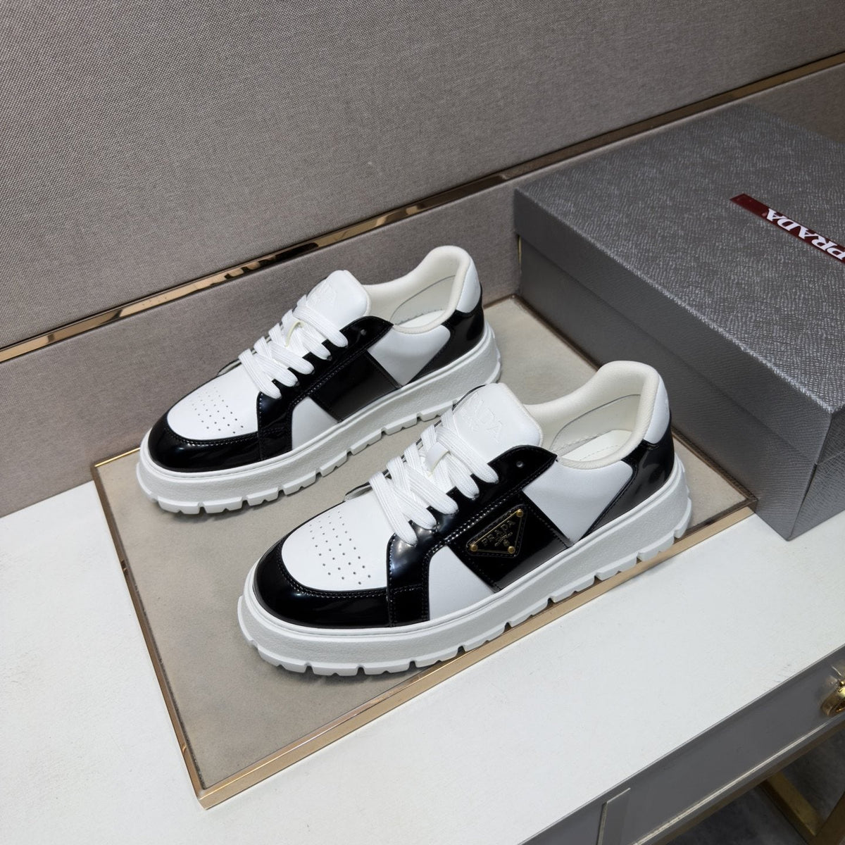 Prada Paneled Low-Top Sneakers — front