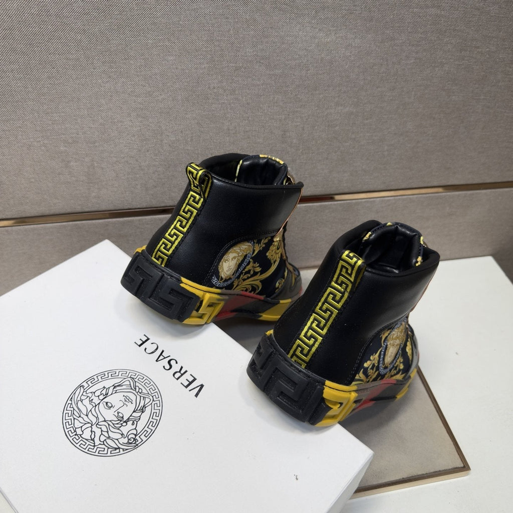 Versace White Gold High-Top Sneakers — back