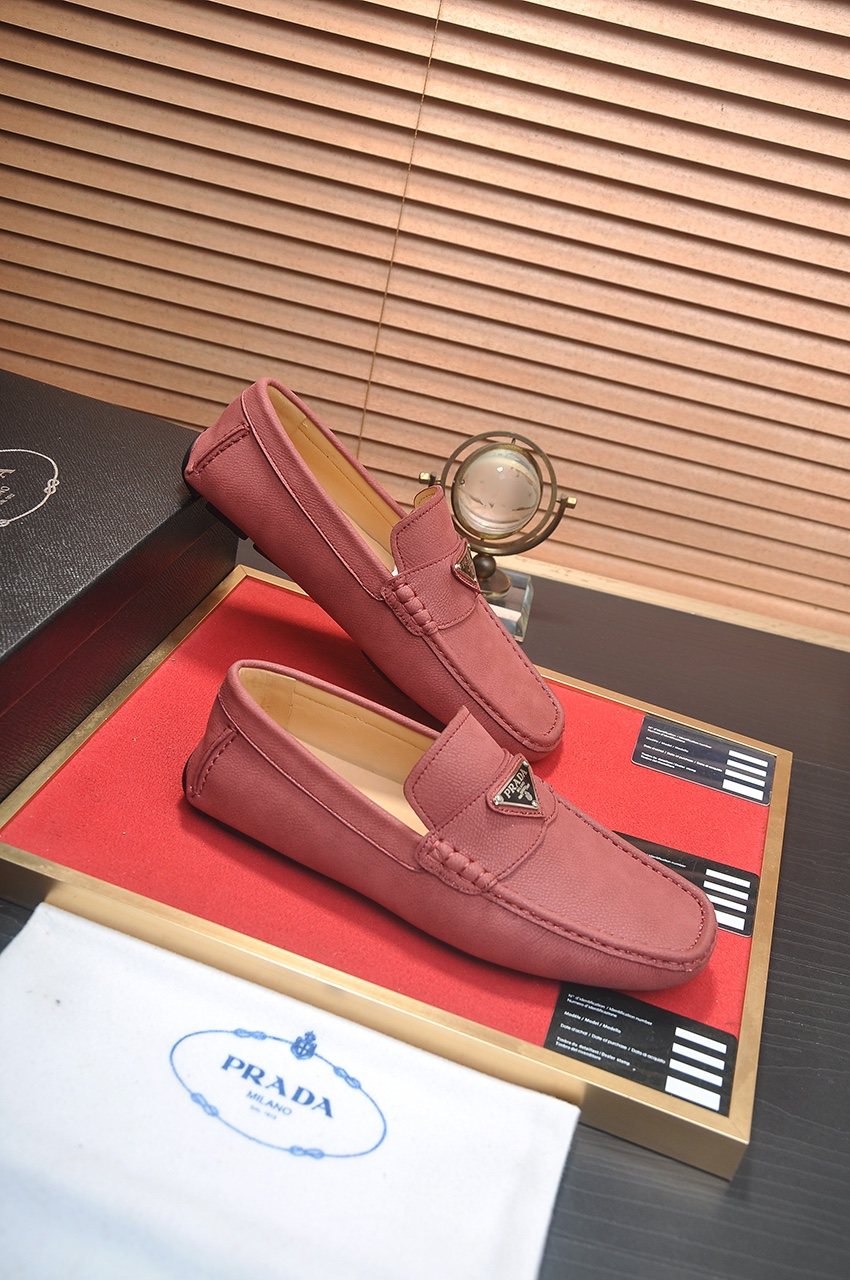 PRADA Stitched Driving Loafers — side