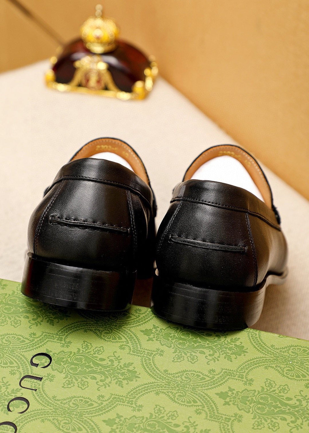 Gucci Web Stripe Leather Loafers — back