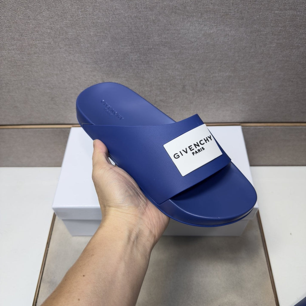 Givenchy Wordmark Patch Slide Sandals — model