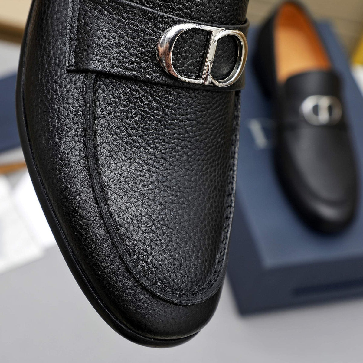 Dior Pebbled Leather Hardware Loafers — back