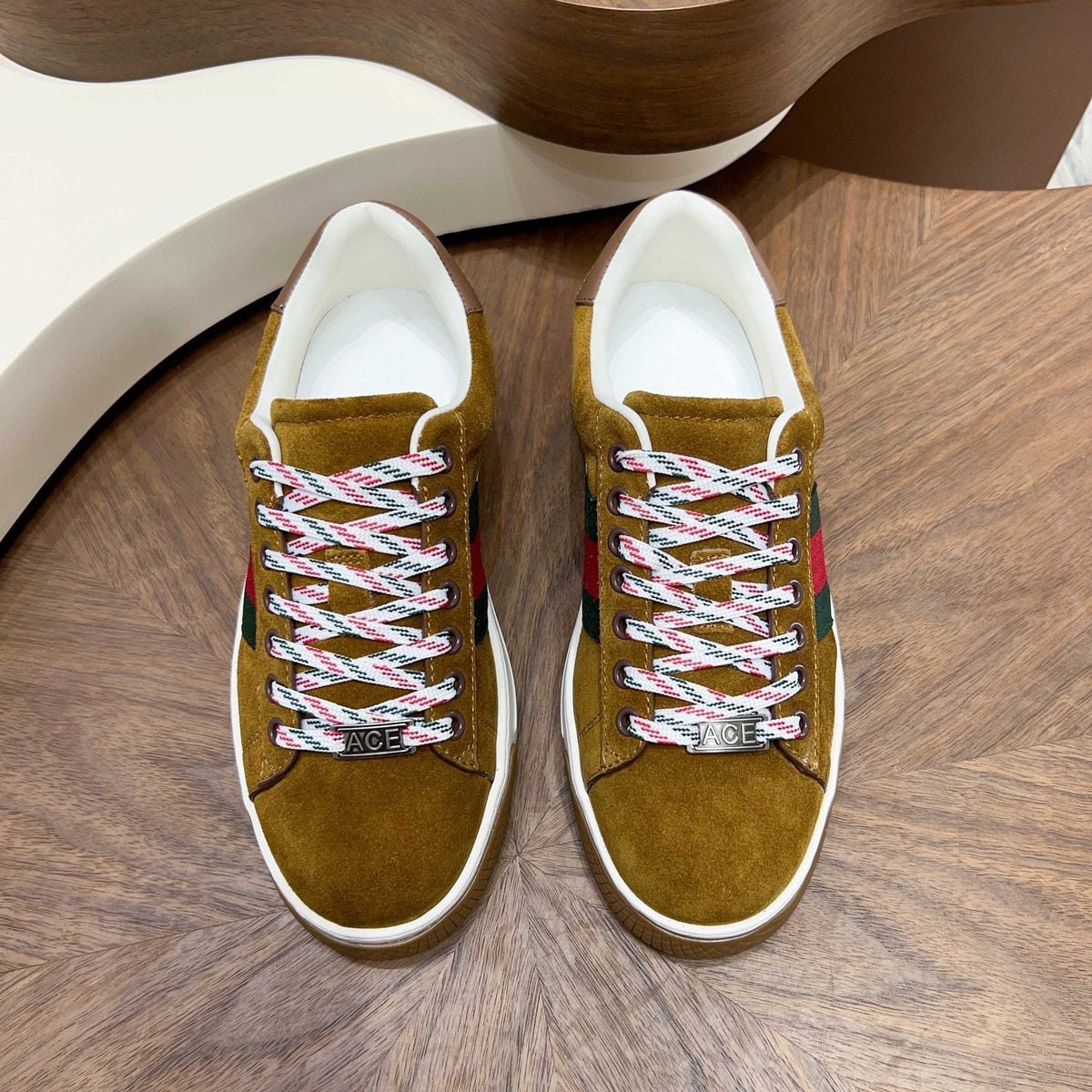 Gucci Red and Green Side Stripe Sneakers — front