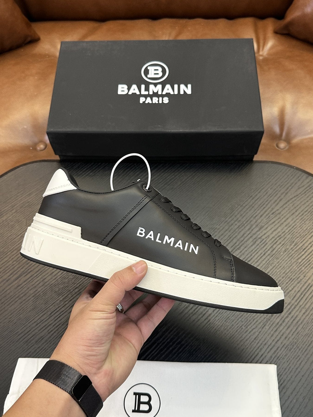 Balmain B-Skate Low-Top Sneakers — side