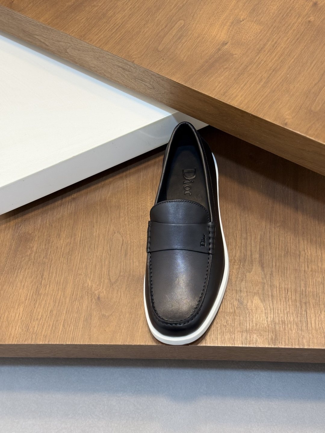 Dior Textured Leather Slip-On Shoes — front