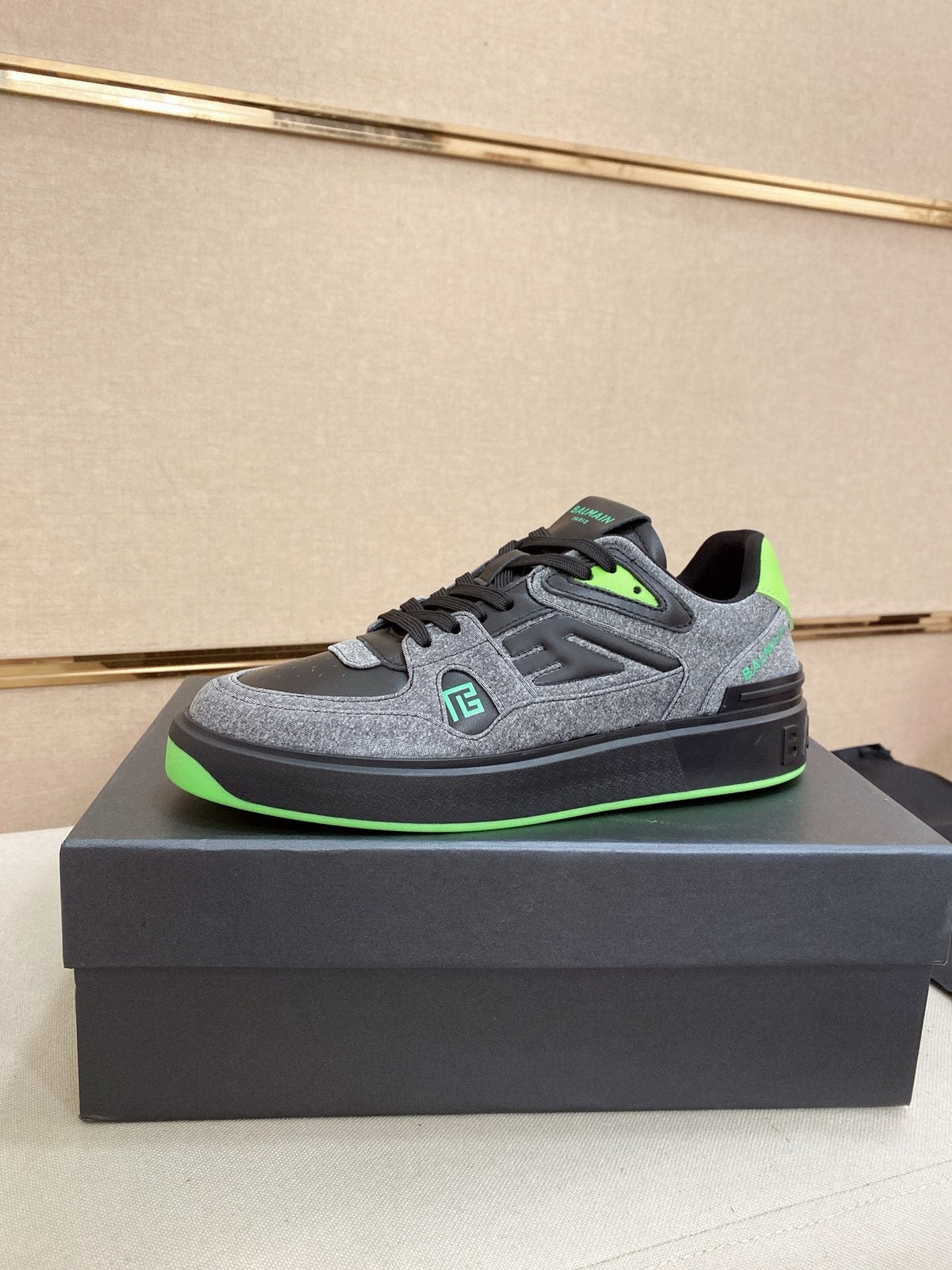 Balmain Color-Block Low-Top Sneakers — front