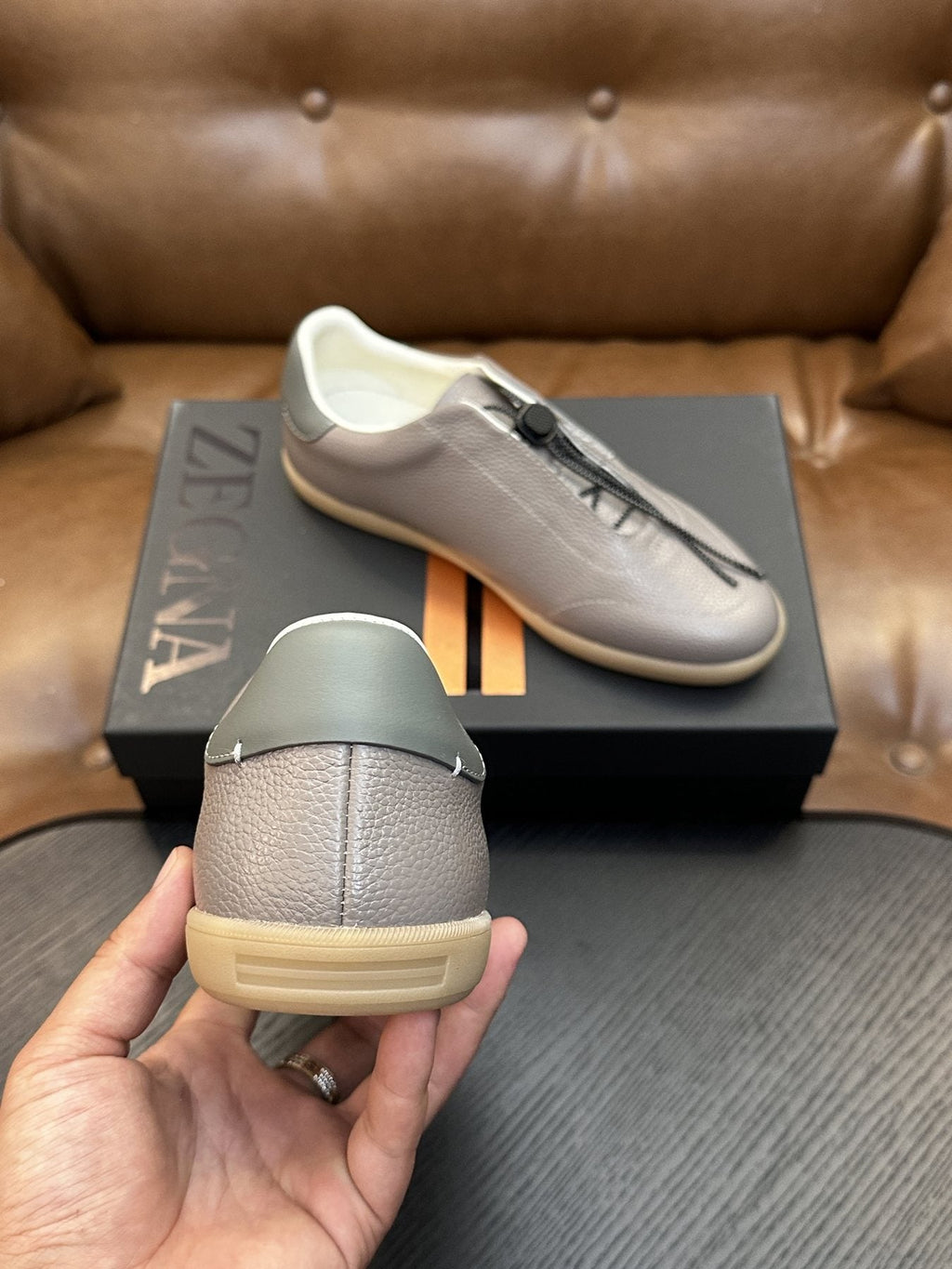Zegna Zip-Front Slip-On Sneakers — detail
