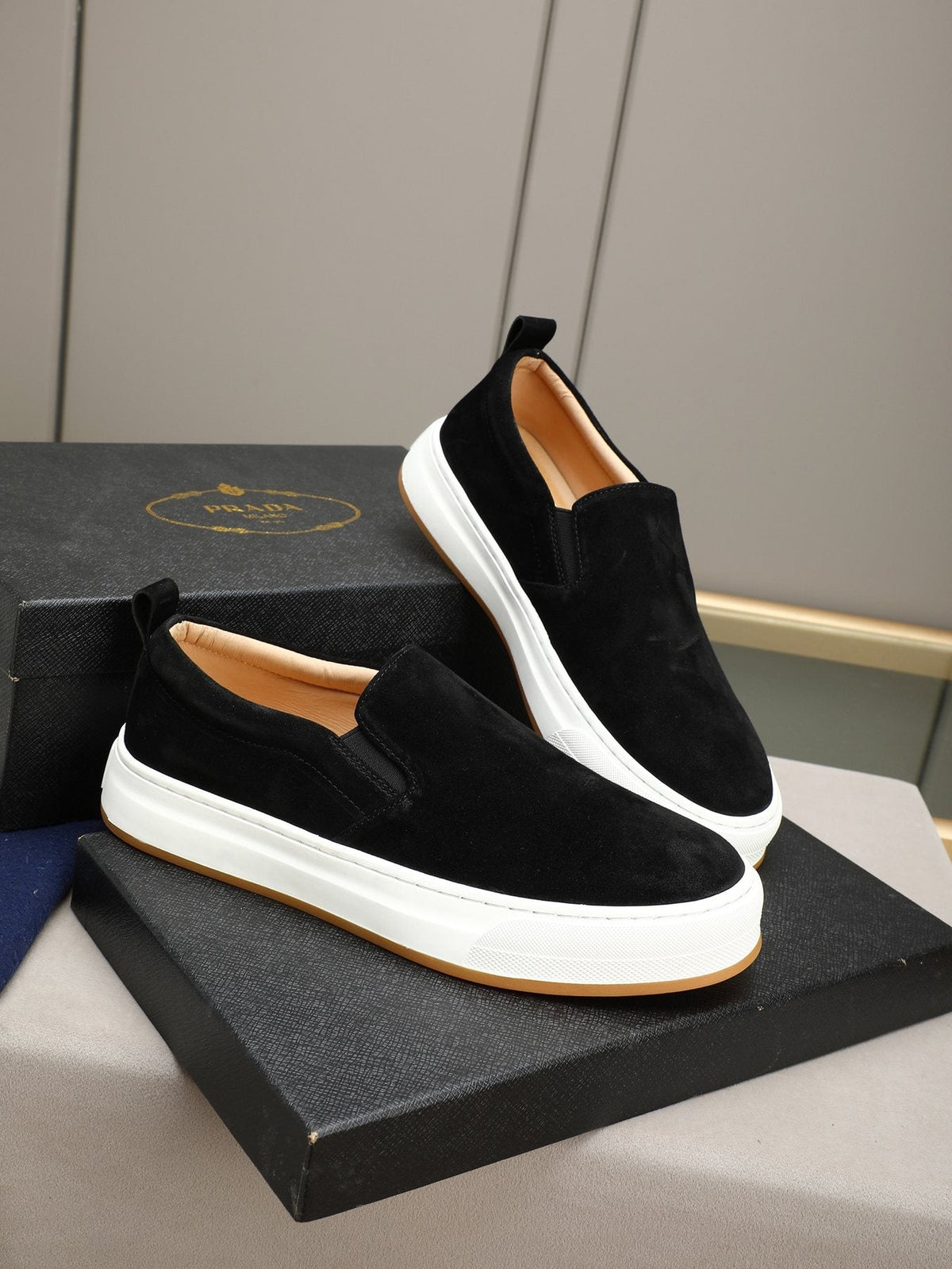 Prada Leather Slip-On Sneakers — front