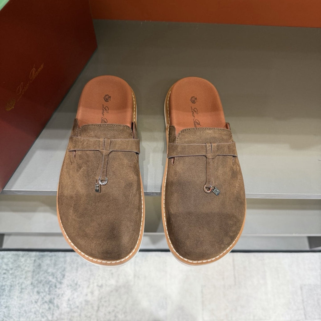 Backless Loafer Mules with Metal Ornament — front