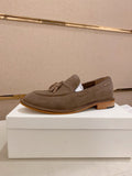 Brunello Cucinelli Suede Tassel Loafers — front