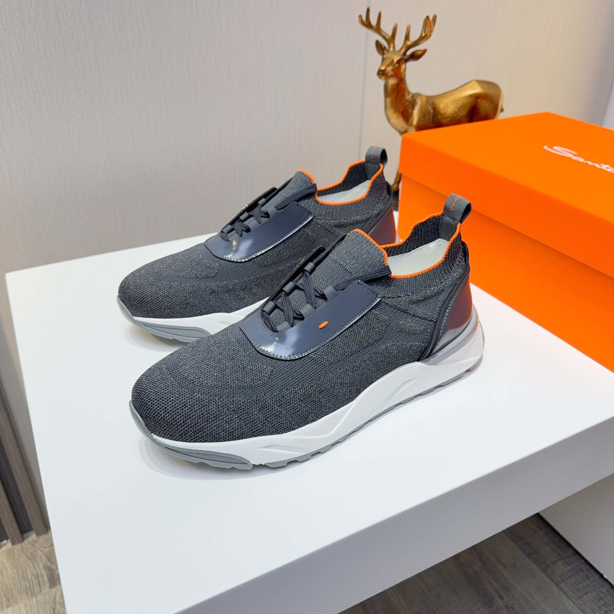 Santoni Men's Knit Lace-Up Sneakers — front