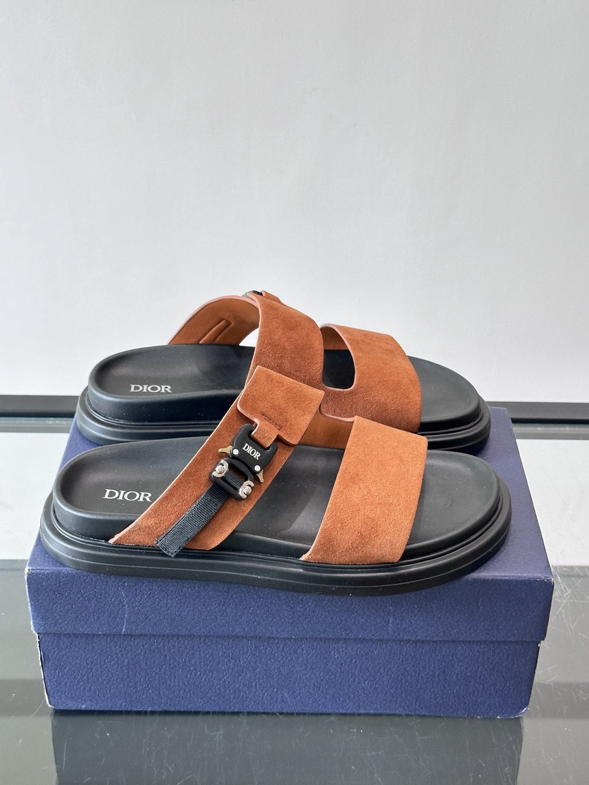 Dior Aqua Two-Strap Slide Sandals — front