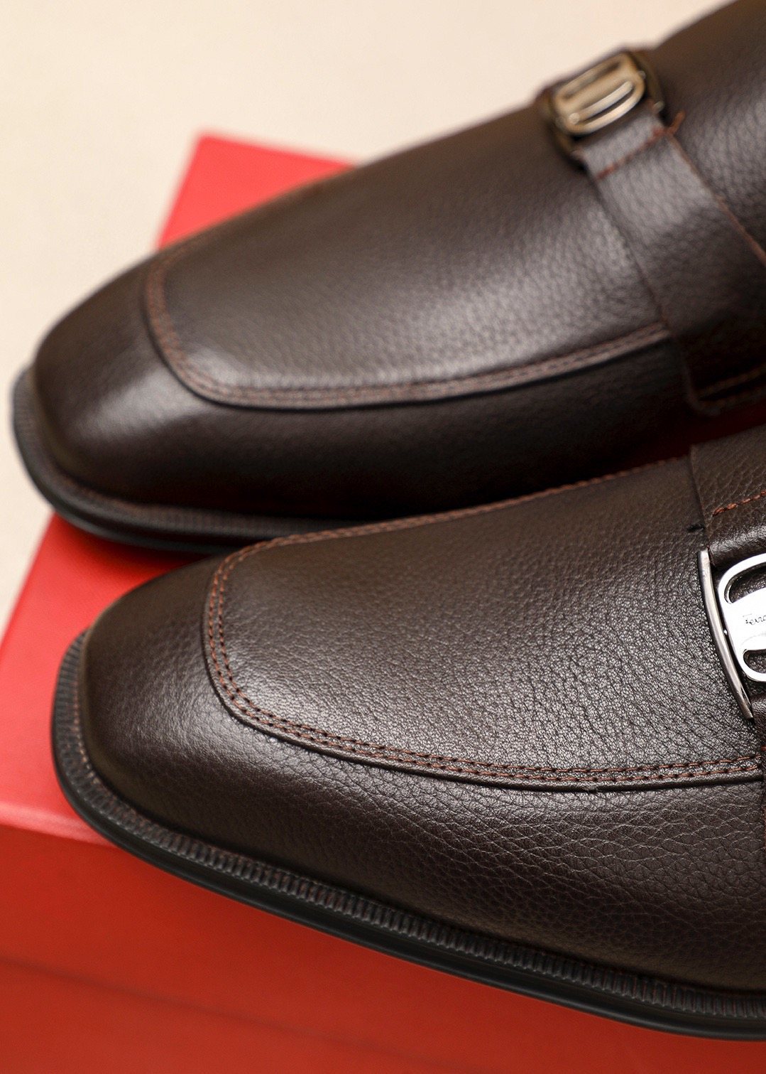 Ferragamo Textured Leather Loafers — detail