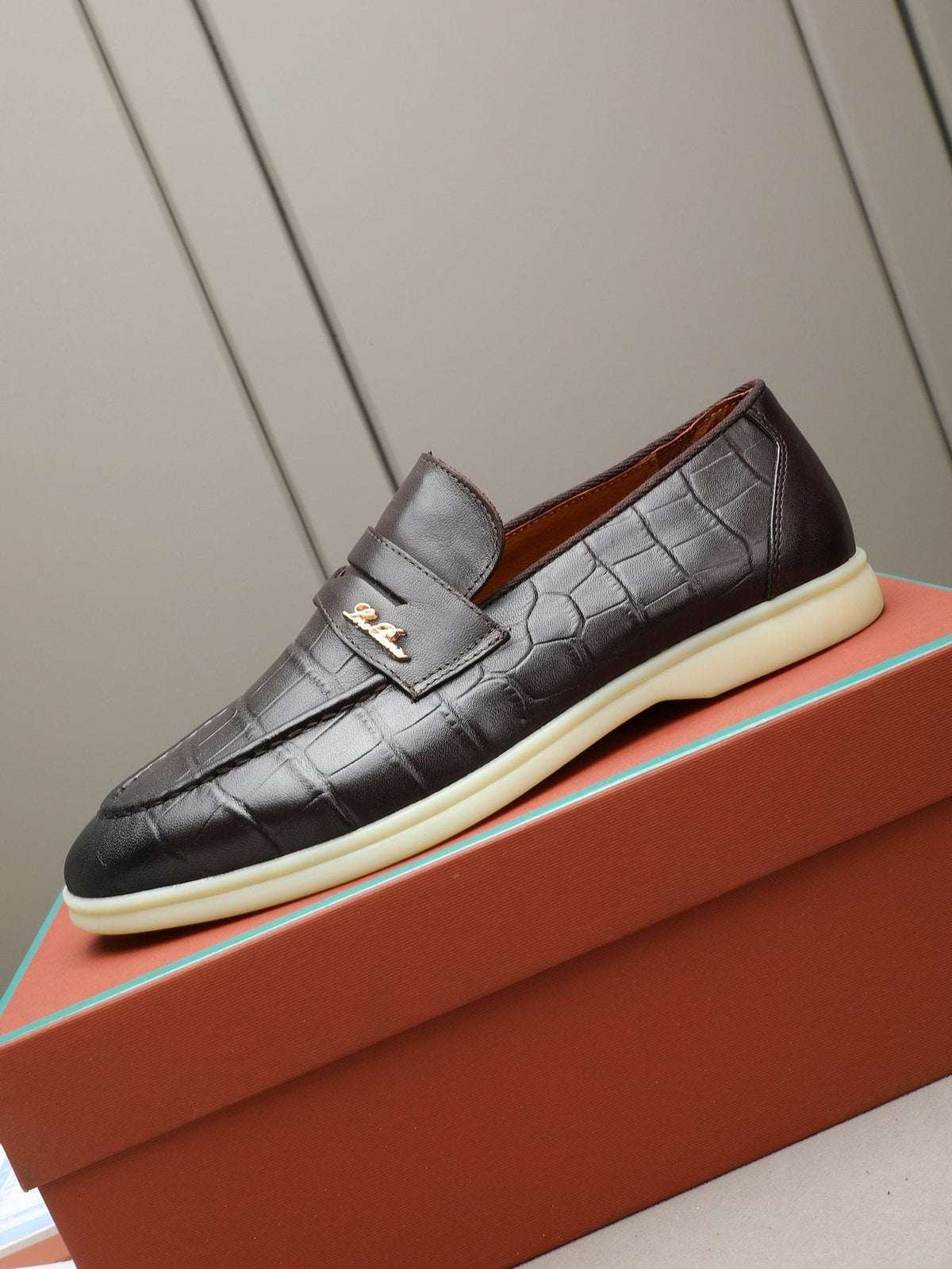 Loro Piana Crocodile-Embossed Loafers — side