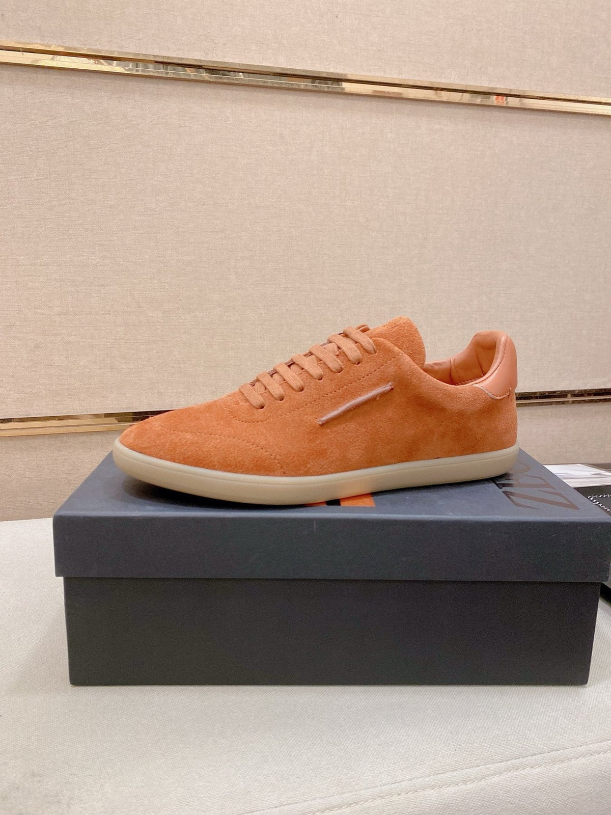 Zegna Suede Low-Top Sneakers — front