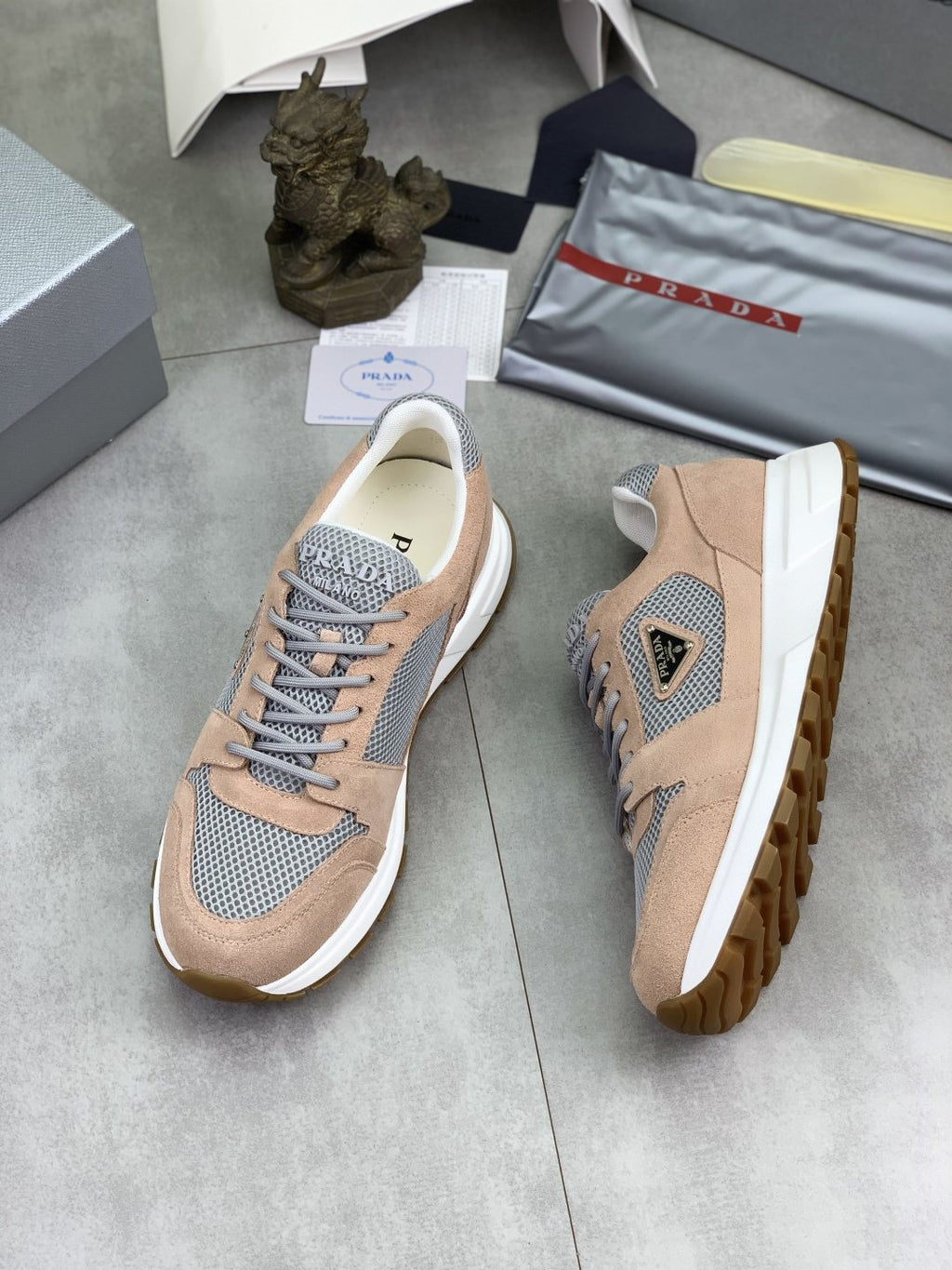 Prada Mesh Panel Low-Top Sneakers — side